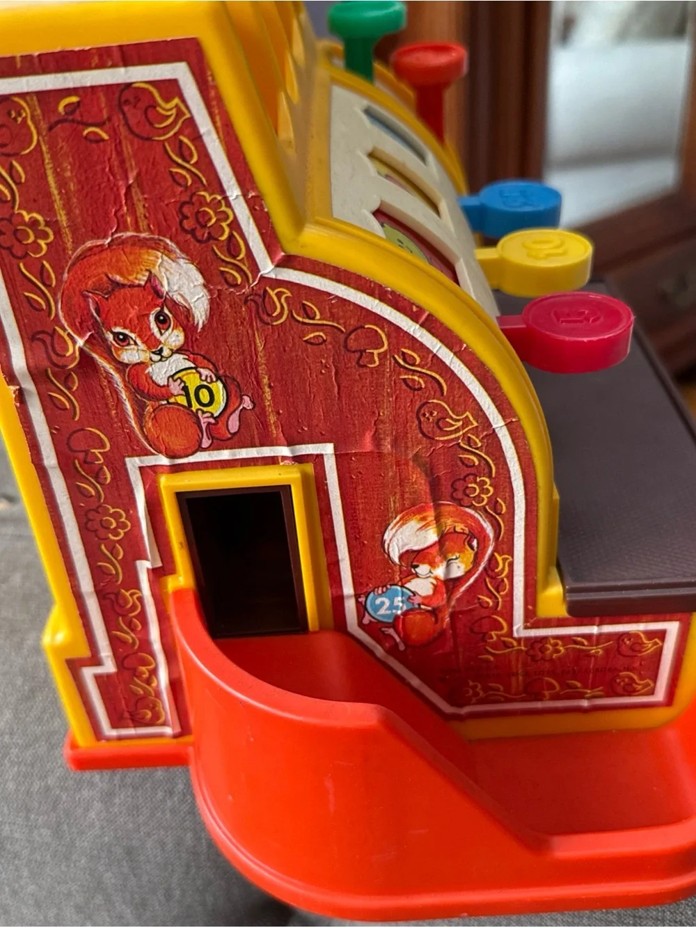 Fisher-Price Yellow Kids Cash Register Toy with Colorful Coins